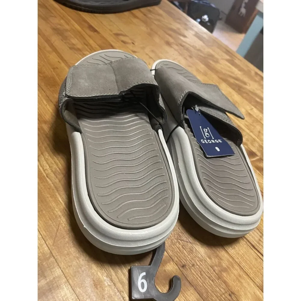 Men's grey and white New slide sandals size 9